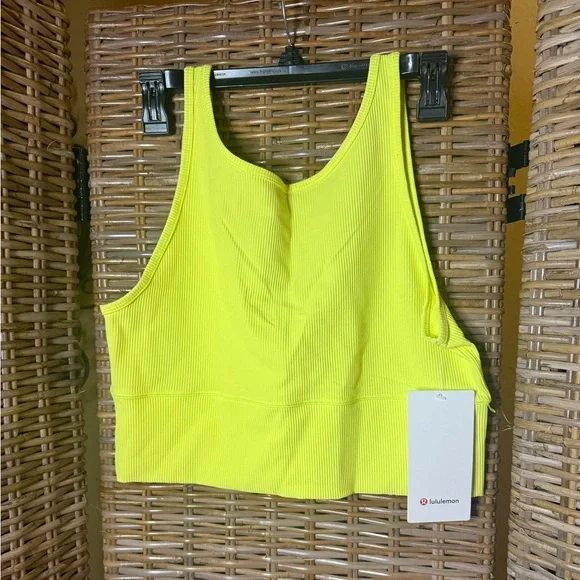#231 NWT NWT Lululemon Power Pivot Ribbed Tank Top Electric Lemon - Sz 12 - Picture 6 of 8